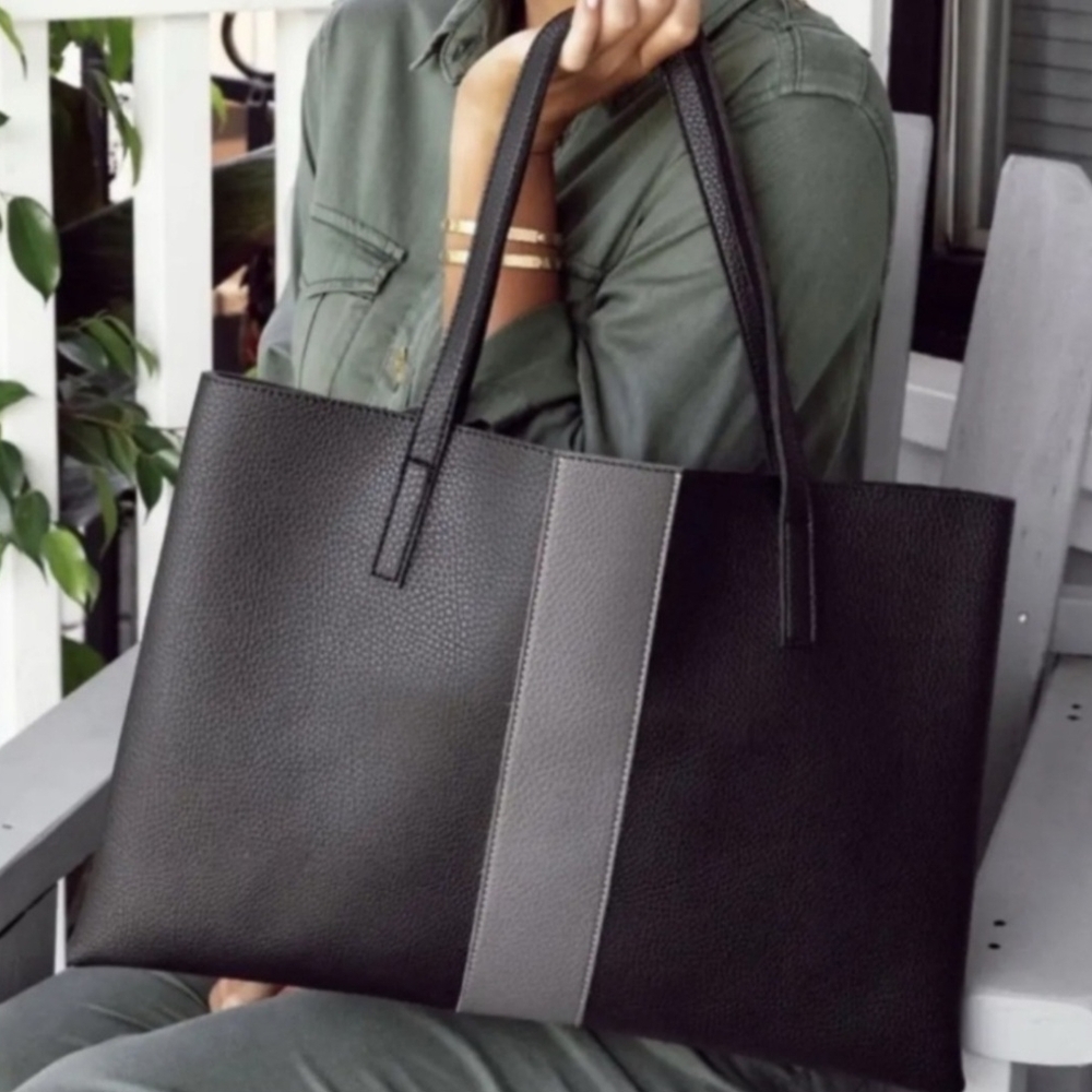 Vince Camuto Black and Gray Tote Bag